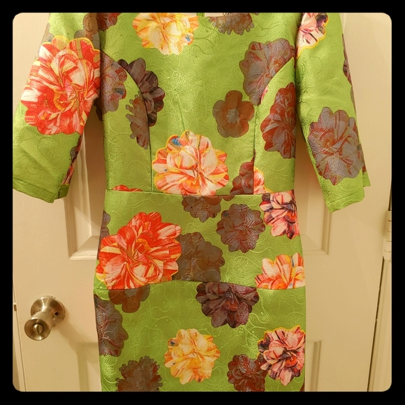 Queen Mulock Spring Green Floral Dress - Picture 1 of 3